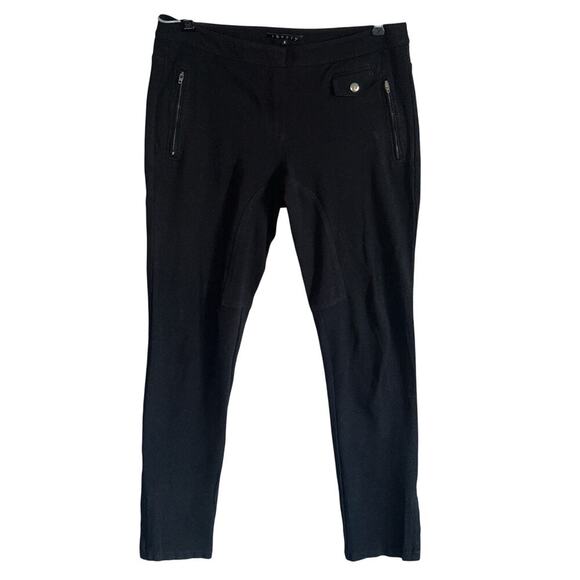 Theory Sz 8‎ Skinny Leg Stretch Black Pants Mid-Rise Ankle Zip Riding Equestrian - Picture 1 of 9